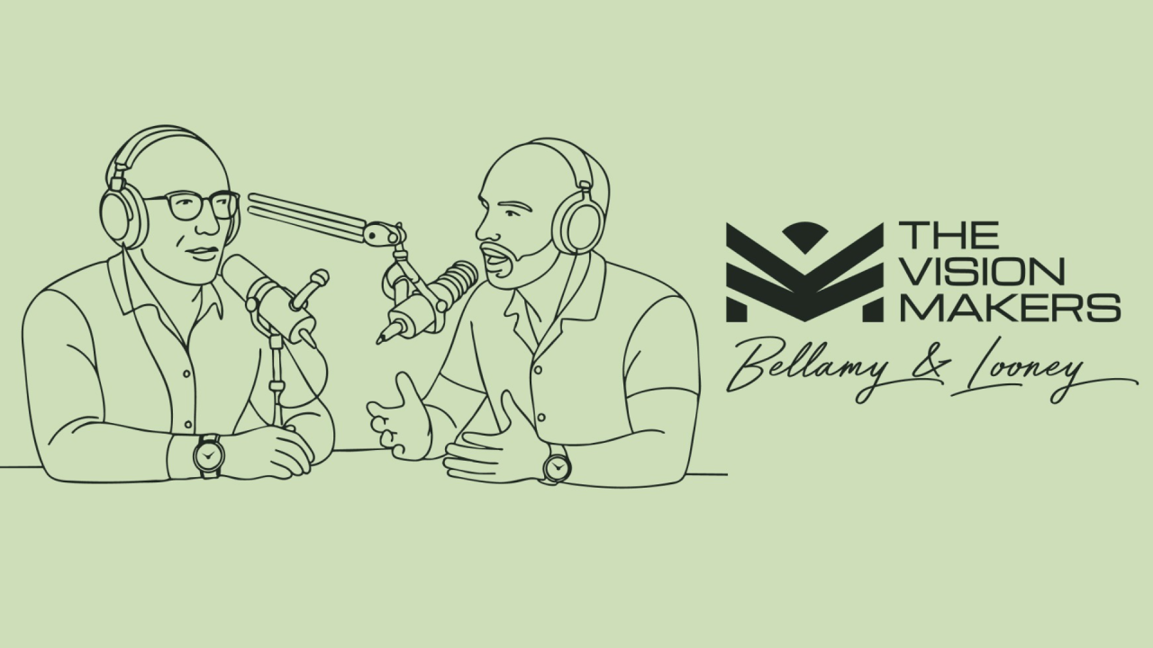 Graphic of 2 people speaking, introducing the article.